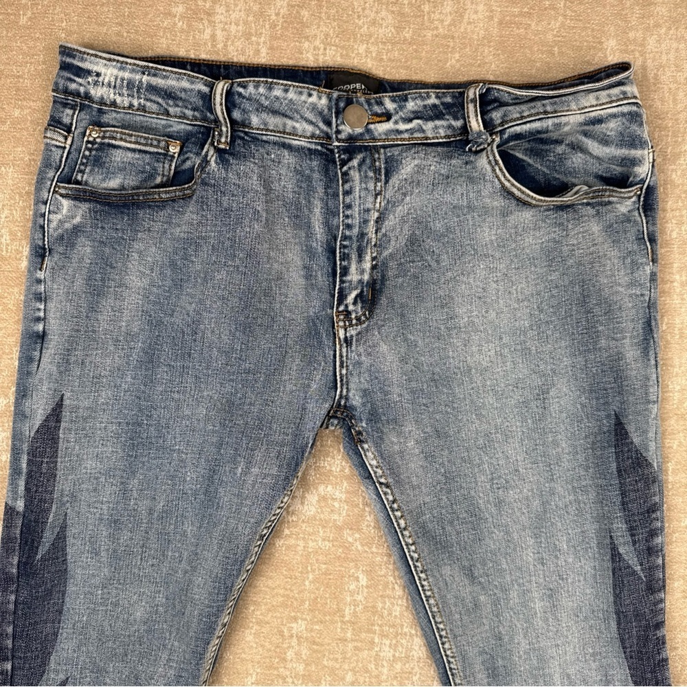 Cooper 9 Blue Wings Denim Size 38 / Blue Jeans with Star Patches - Picture 2 of 13